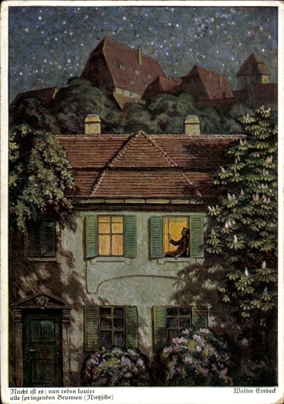 Künstler Ak Einbeck W., Nacht ist es: nun reden lauter..., Wohnhaus