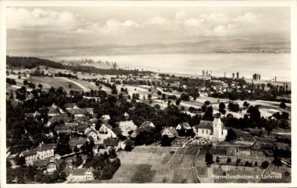 Postcard Horn Gundholzen Gaienhofen am Bodensee District of Konstanz, place, aerial photograph