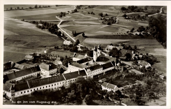 Postcard Au am Inn Gars am Inn Upper Bavaria, aerial photograph