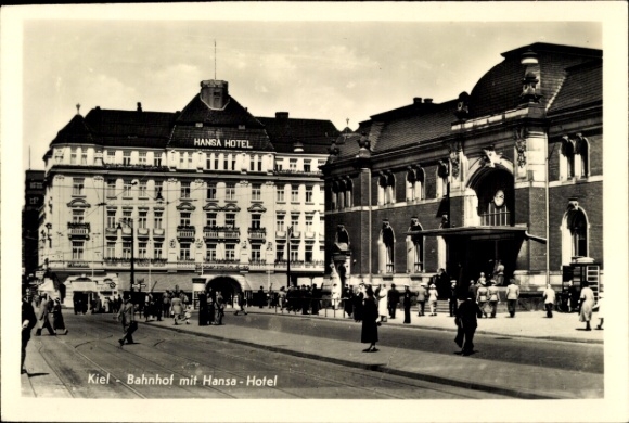 Ak Kiel in Schleswig Holstein, Bahnhof mit Hansa Hotel