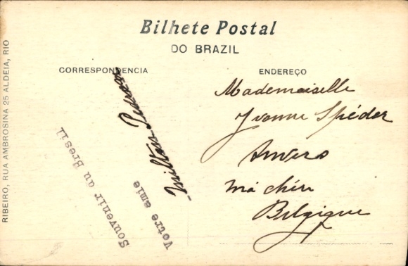 Postcard Rio de Janeiro Brazil, panoramic view of Rio de Janeiro, sea, mountains, cityscape