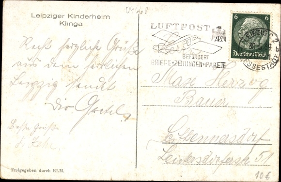 Postcard Klinga Böhlen, Leipzig children&#39;s home, grounds, forest