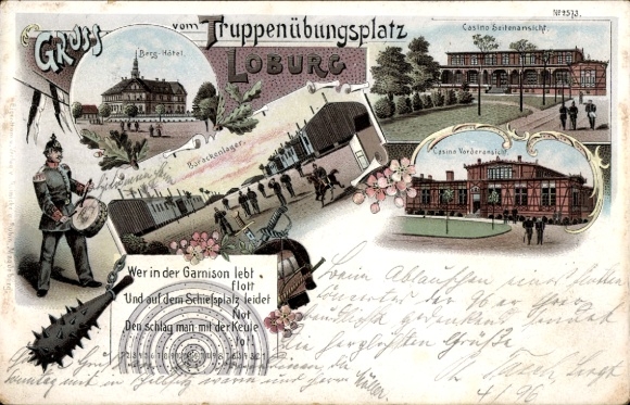 Chromo-Litho Loburg Möckern in Saxony-Anhalt, military training area, mountain hotel, casino