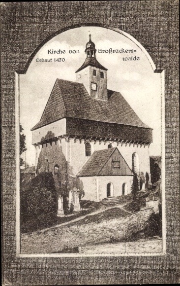 passe-partout Ak Großrückerswalde in het Ertsgebergte, De kerk uit 1470
