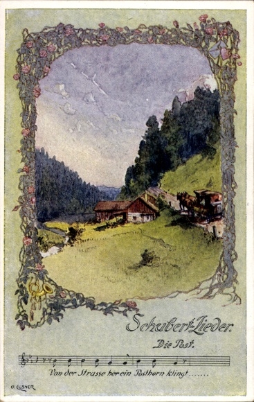 Pieśń KP Elsner, Otto, Schubert-Lieder, The Post, Z ulicy rozbrzmiewa dźwięk trąbki pocztowej