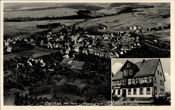 Ak Dornhan im Schwarzwald, Luftaufnahme von  Gasthaus 2. Lamm, ländliche Umgebung, keine Personen