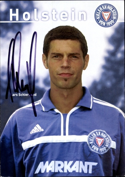 Karta z autografem piłkarza Larsa Schiersanda, Holstein Kiel, autograf