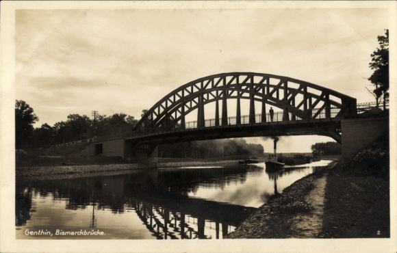 Ak Genthin am Elbe Havel Kanal, Bismarckbrücke
