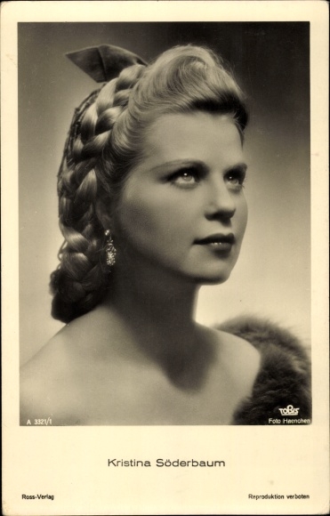 Postcard actress Kristina Söderbaum, portrait with braided hairstyle
