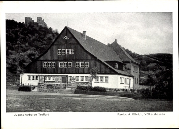 Ak Treffurt an der Werra, Historisches Gebäude, Jugendherberge  schwarz-weiße Fotografie