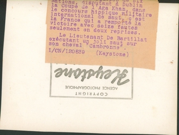 Zdjęcie Dublin Irlandia, Coupe Aga Khan, porucznik De Bartillat na Cambronne