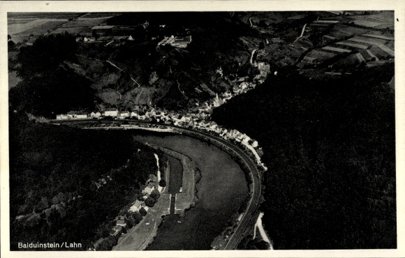 Postcard Balduinstein on the Lahn, aerial photograph