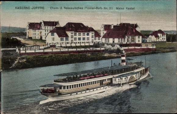 PC Mainz in Rhineland-Palatinate, barracks Joffre, former 2nd Nassau Pioneer Battalion, No. 25, steamer