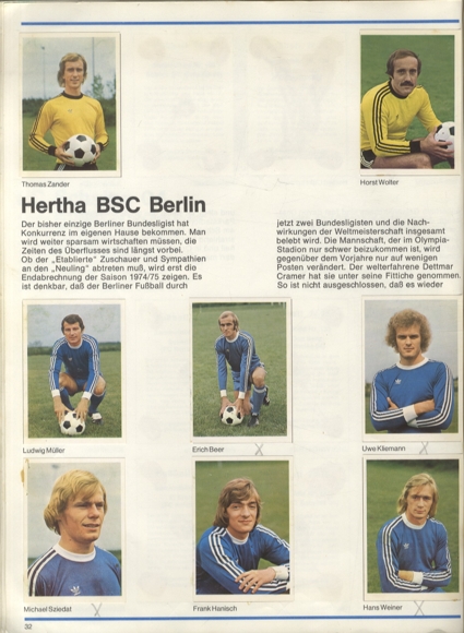 Football 1974/75 Successful teams. Popular players. Collection picture album Bergmann-Verlag, Fr