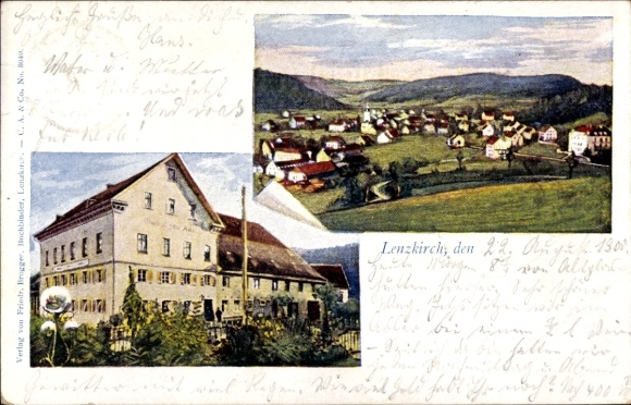 Ak Lenzkirch im Schwarzwald, Panorama, Gasthof
