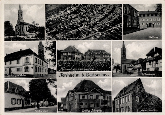Postcard Forchheim in Upper Franconia Bavaria, St. Martin's Church, aerial photography, town hall