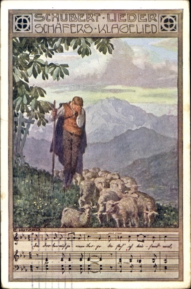 Song artists Postcard Kutzer, Ernst, Schäfers Lamentation, Schubert songs