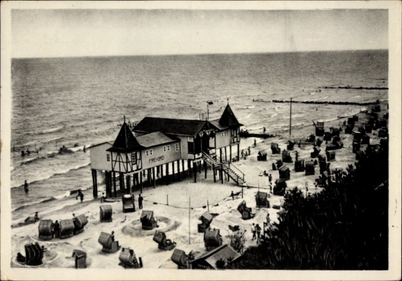 Ak Ostseebad Koserow auf Usedom, Strandpromenade, Strandkörbe