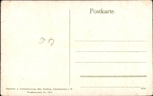 Postcard From Westphalian farmhouses, after work, spinning wheels
