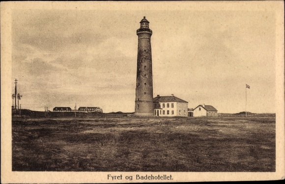 Postcard Leuchtturm, the Lighthouse and the Badehotellet