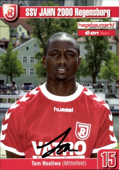 Autograph card footballer Tam Nsaliwa, SSV Jahn Regensburg, autograph