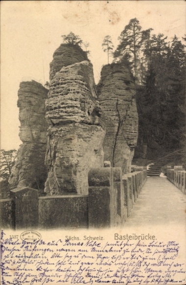 Ak Rathen an der Elbe Sächsische Schweiz, Basteibrücke, Felsenformationen,  aus Sächsischer Schwe