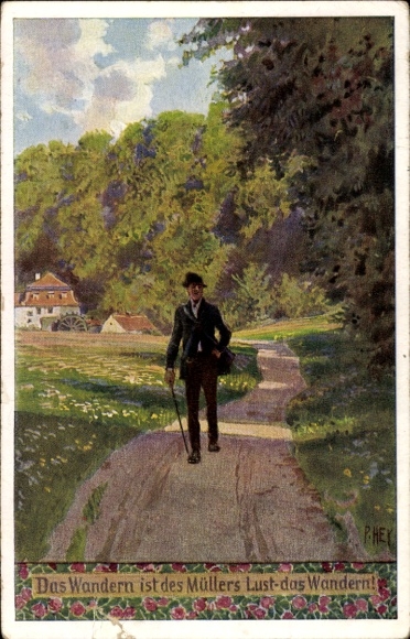 Song Artist Postcard Hey, Paul, Walking is the Miller's Joy, Folk Song Card No. 64