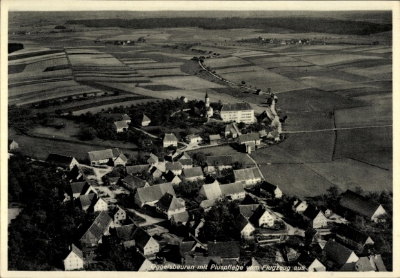 Postcard Oggelsbeuren Attenweiler Baden Württemberg, aerial photograph, Piuspflege