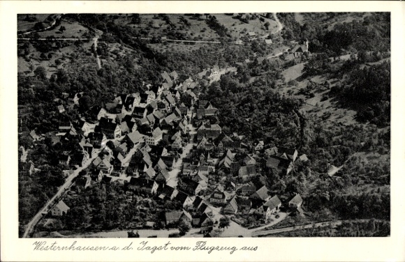 Postcard Westernhausen an der Jagst Schöntal in Württemberg, aerial photograph