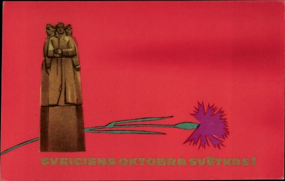 Artist PC Ozolina, Latvia, Sveiciens Oktobra Svetkos, Carnation, Monument