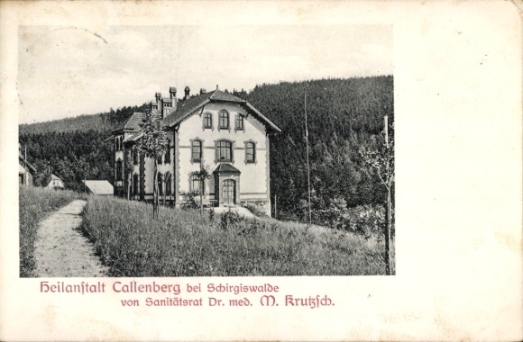 Postcard Callenberg in Saxony, sanatorium run by medical councilor Dr. med. M. Krutzsch
