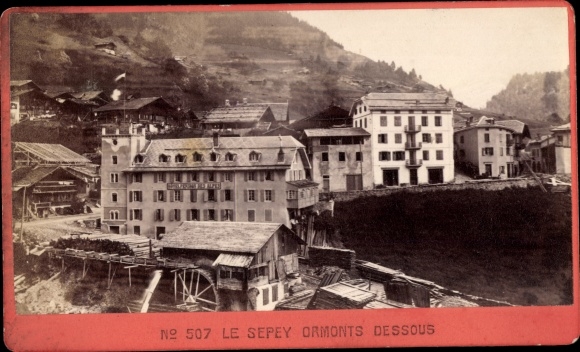 CDV Le Sepey Canton of Vaud, partial view, Hotel des Alpes, 1873