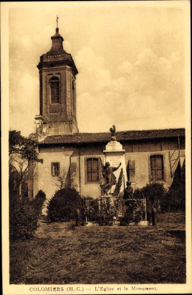 Ak Colomiers Haute Garonne, Kirche und Denkmal