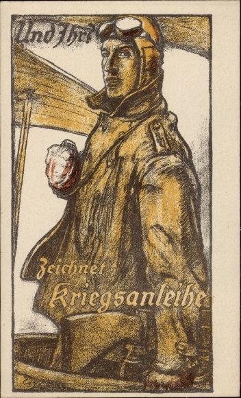Artist Postcard Erler, And you?, Subscribes to war bonds, Fighter pilot