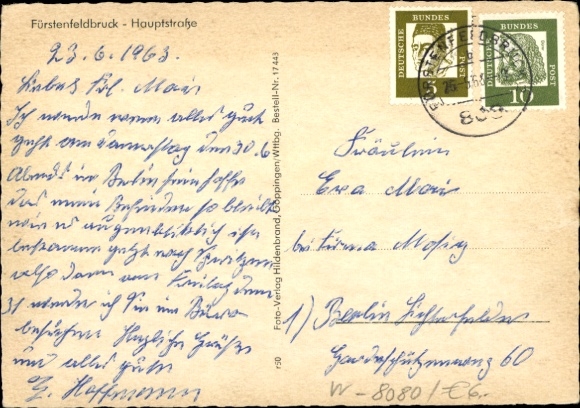 Postcard Fürstenfeldbruck in Upper Bavaria, Main Street