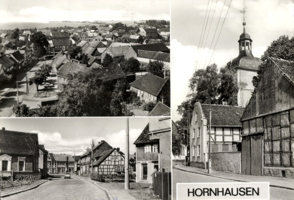 Ak Hornhausen Oschersleben an der Bode, Verschiedene Ansichten von  Kirchensicht, Häuserreihen