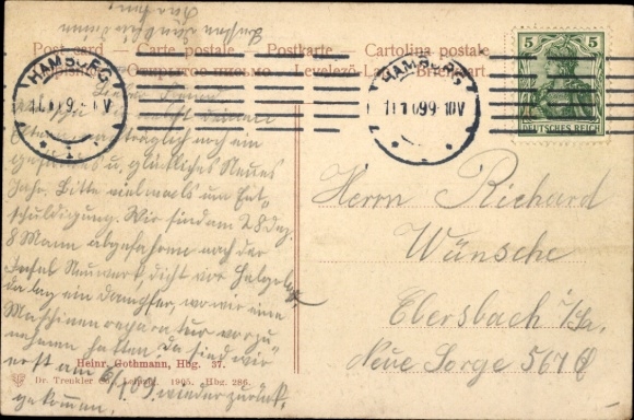Postcard Hamburg Mitte St. Georg, Partie am Steindamm, Tram