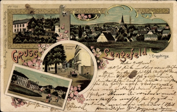 Litho Lengefeld im Erzgebirge Sachsen, Bilder von  Erzgebirge, Gruß aus Lengefeld, historische An...
