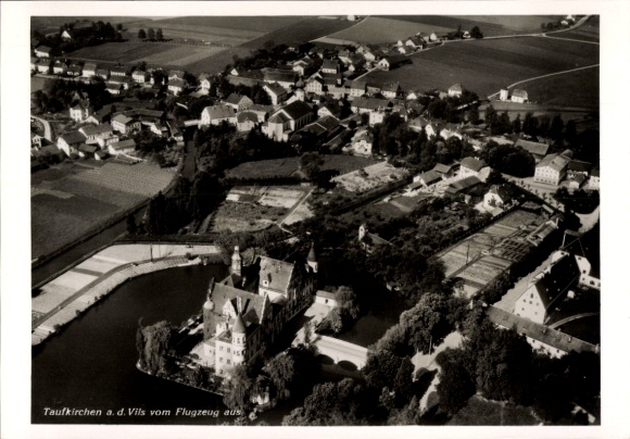 Ak Taufkirchen an der Vils Oberbayern, Fliegeraufnahme