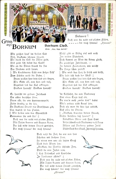Song Postcard North Sea resort Borkum in East Frisia, ballroom