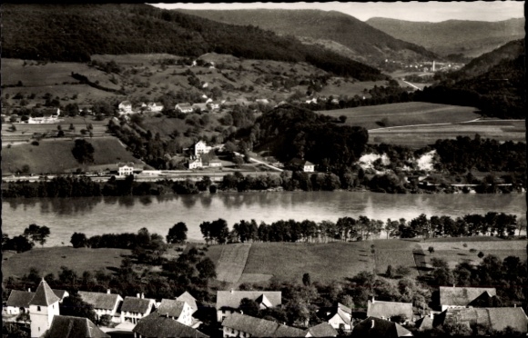 Ak Luttange Lüttingen Lothringen Moselle, Panoramaansicht des Rheins, Hügel, Häuser, bewaldete La