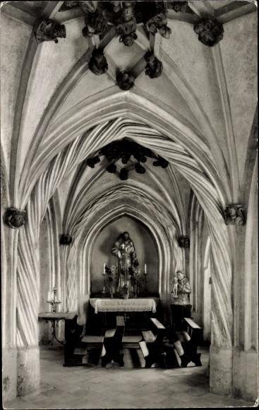 Postcard Tuntenhausen in Upper Bavaria, pilgrimage church, back. chapel