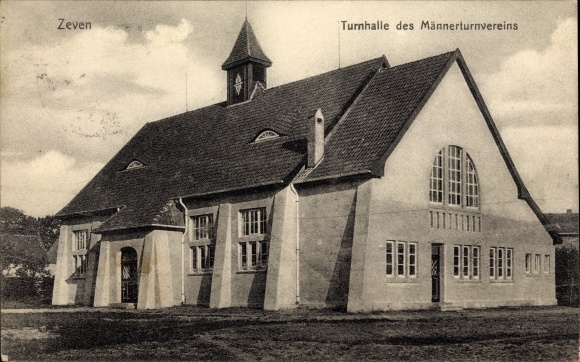 Postcard Zeven in Lower Saxony, gymnasium of the men&#39;s gymnastics club