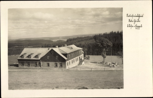 Postcard Sosa Eibenstock in the Ore Mountains, Naturfreundehaus Rote Grube