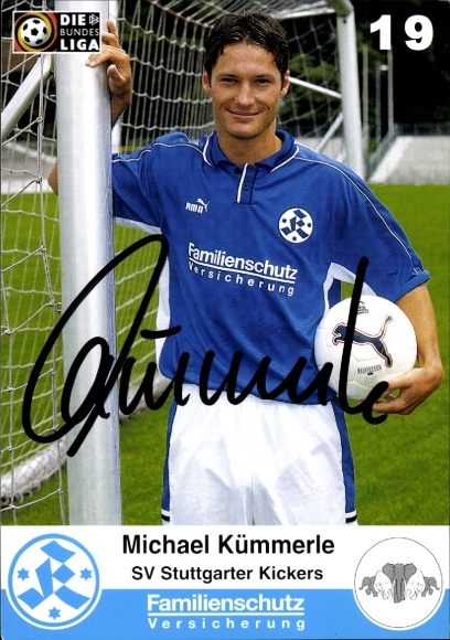 Karta autograf piłkarza Michaela Kümmerle, Stuttgarter Kickers, autograf