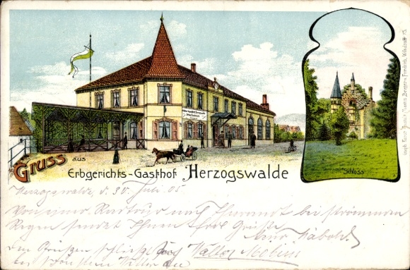 Chromo-Litho Herzogswalde Wilsdruff Saxony, Erbgericht Inn, Castle