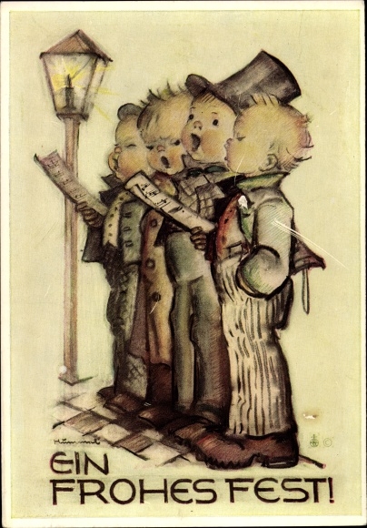 Kunstenaarskaart Hummel, Berta, nr. 5432, Happy Holidays, Singers
