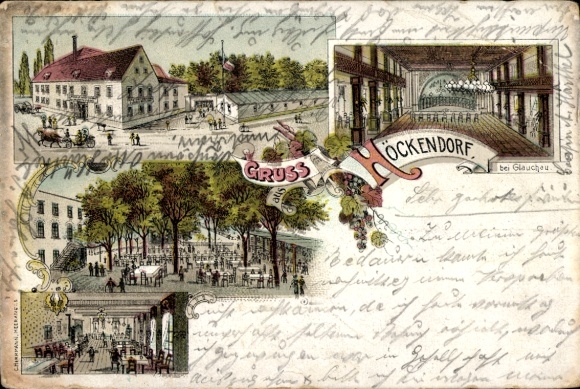 Chromo-Litho Höckendorf Glauchau in Saxony, guesthouse, ballroom