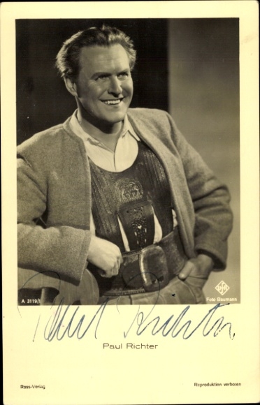 Postcard actor Paul Richter, portrait, Ross 3119/1, autograph