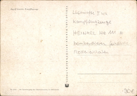 Artist PC German Air Force, Heinkel He 111 H fighter aircraft bombing fleet units